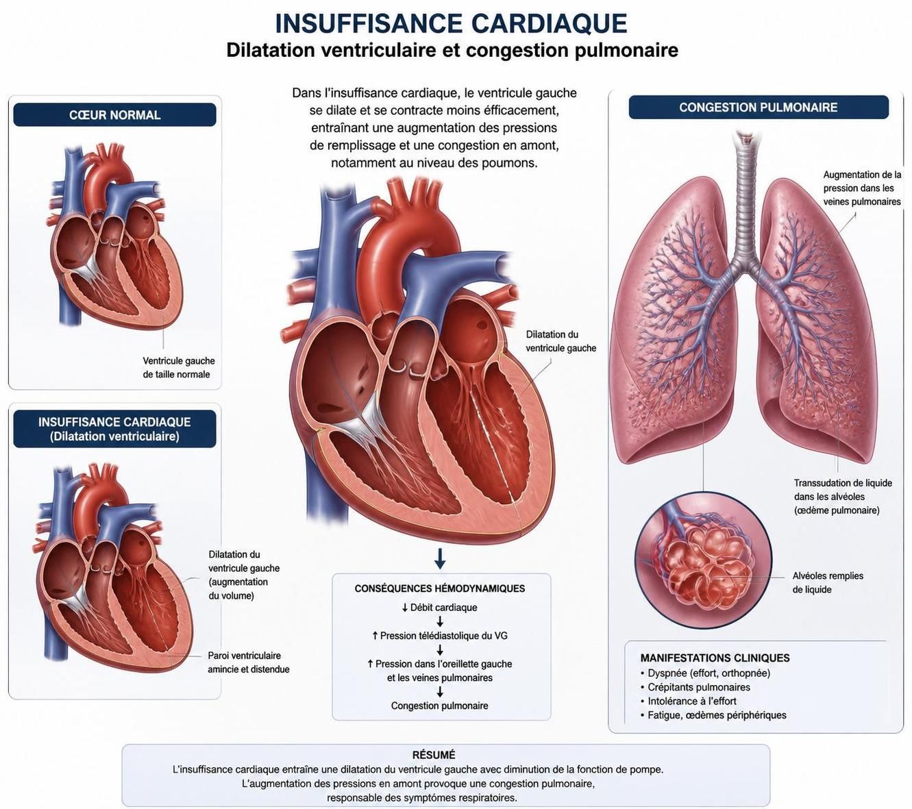découvrez les mécanismes physiopathologiques de l'insuffisance cardiaque et comprenez comment cette maladie peut entraîner le décès. explications claires et détaillées.