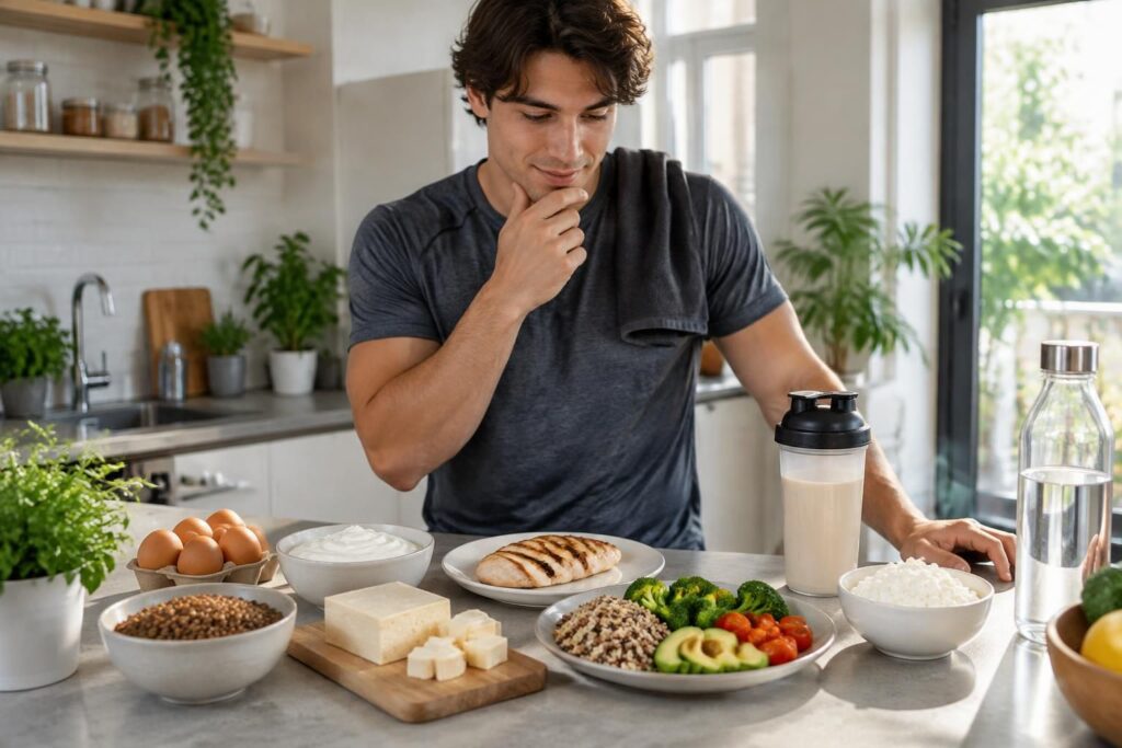 débutant en musculation : découvrez combien de protéines consommer, quels aliments privilégier et quelle forme choisir pour soutenir votre prise de muscle.